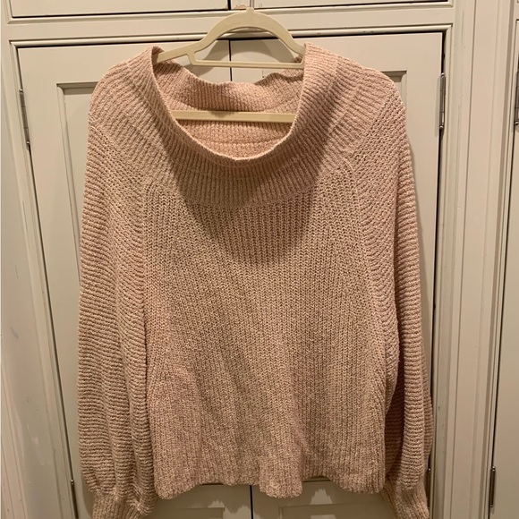 EUC  Free People Edessa Off-Shoulder cotton blend Beige Sweater for Women Sz L - Picture 11 of 14